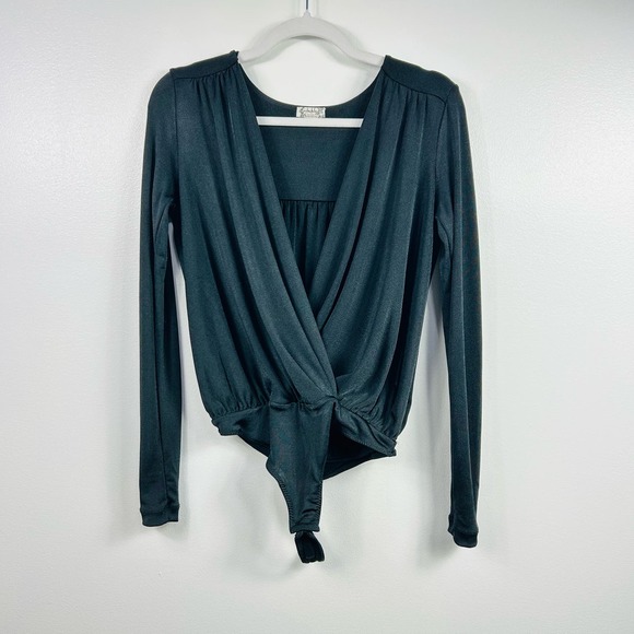 Free People Tops - Free People Intimately Free Black Slinky Body Suit Blouse Size Small
